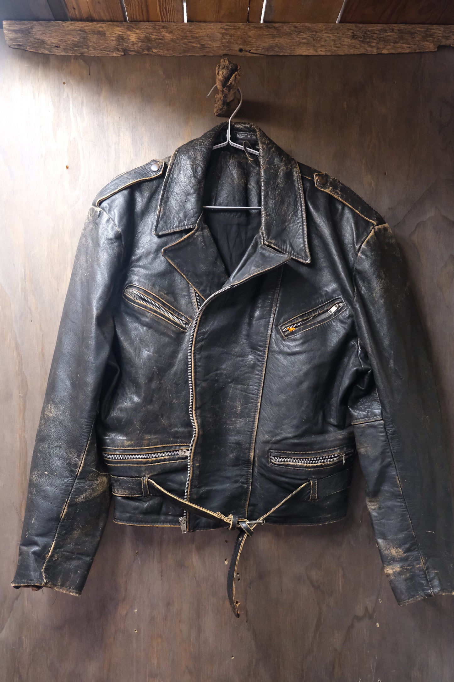 Vintage German biker leather jacket M/L