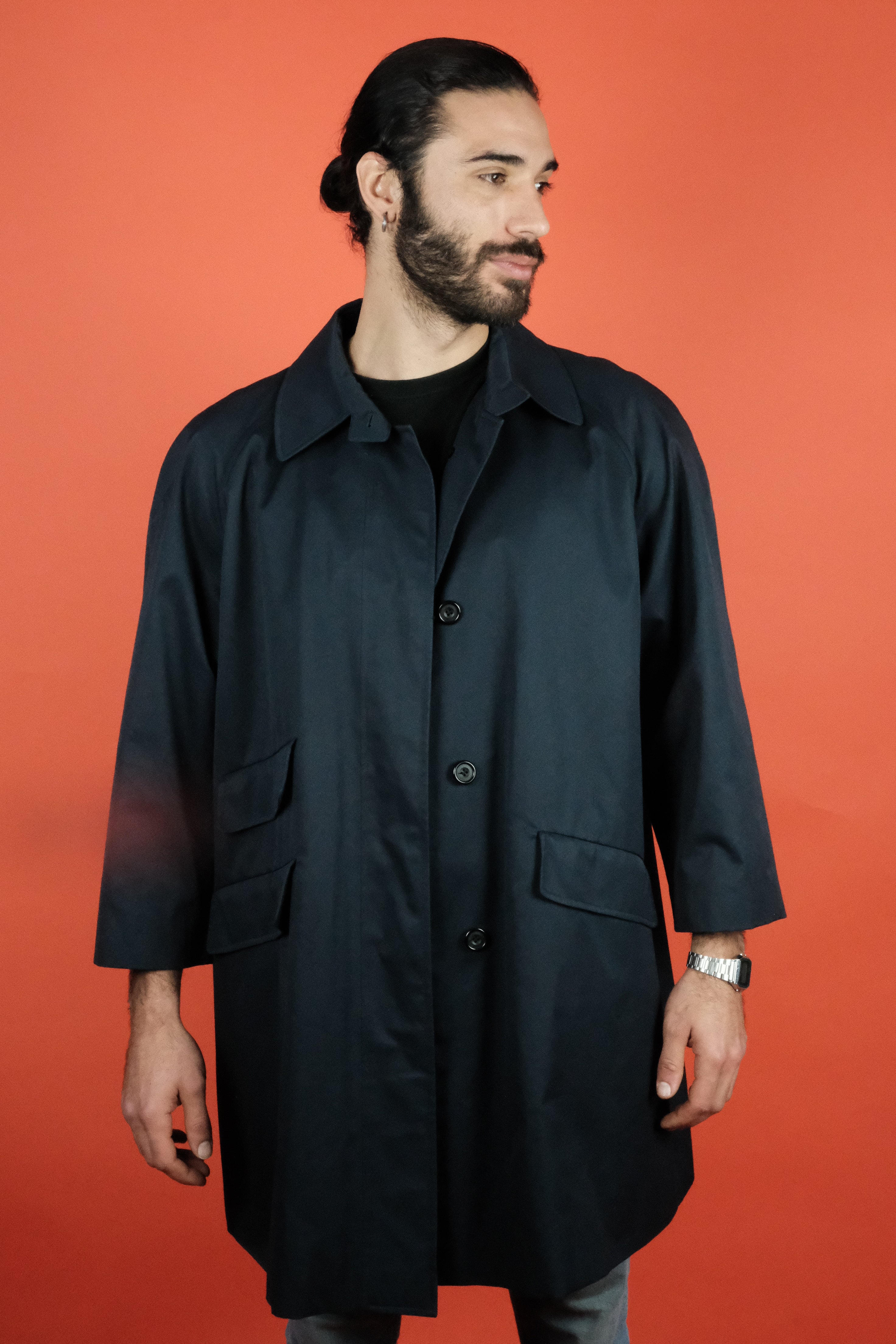 Aquascutum navy trench outlet coat