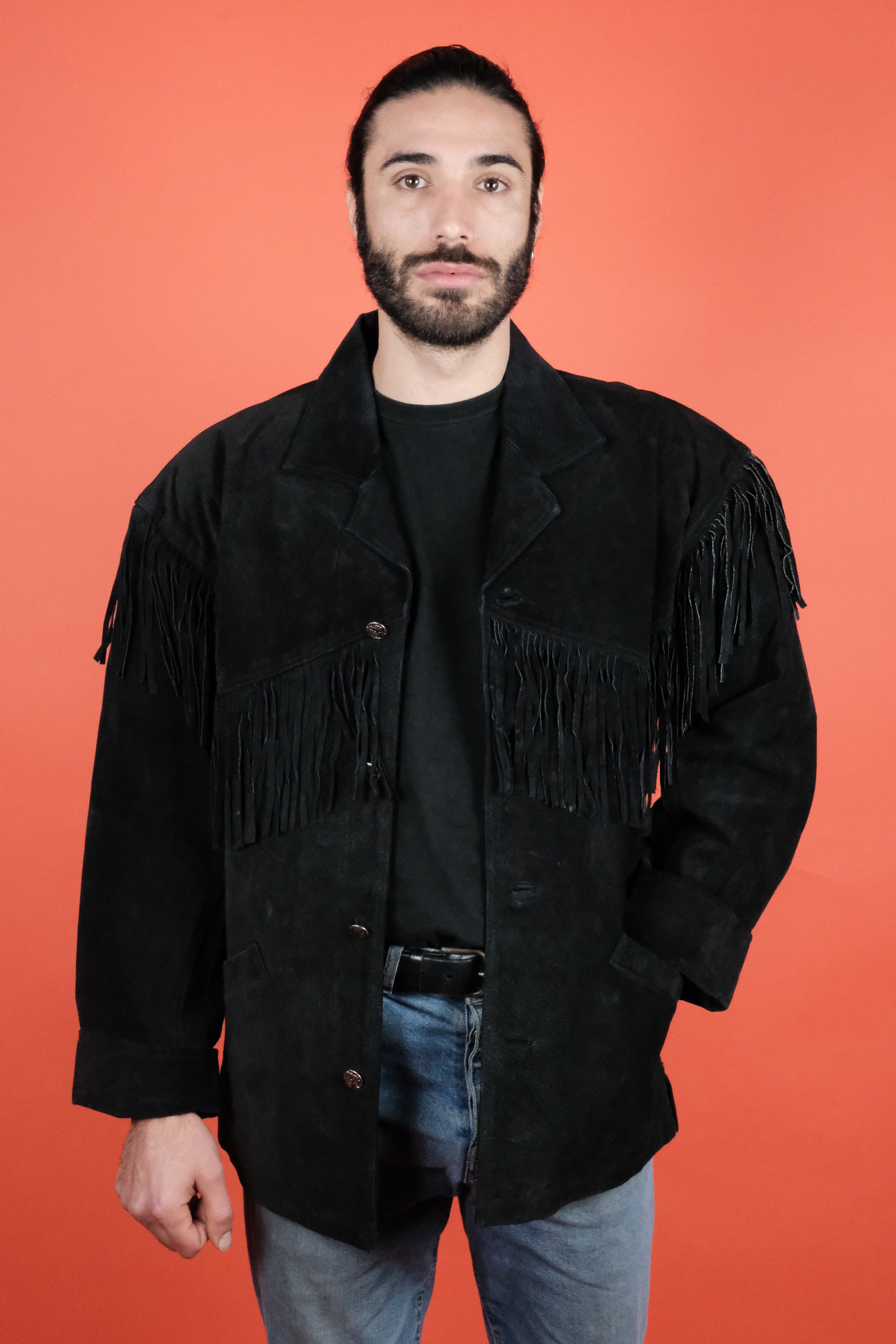 Black suede shop western jacket