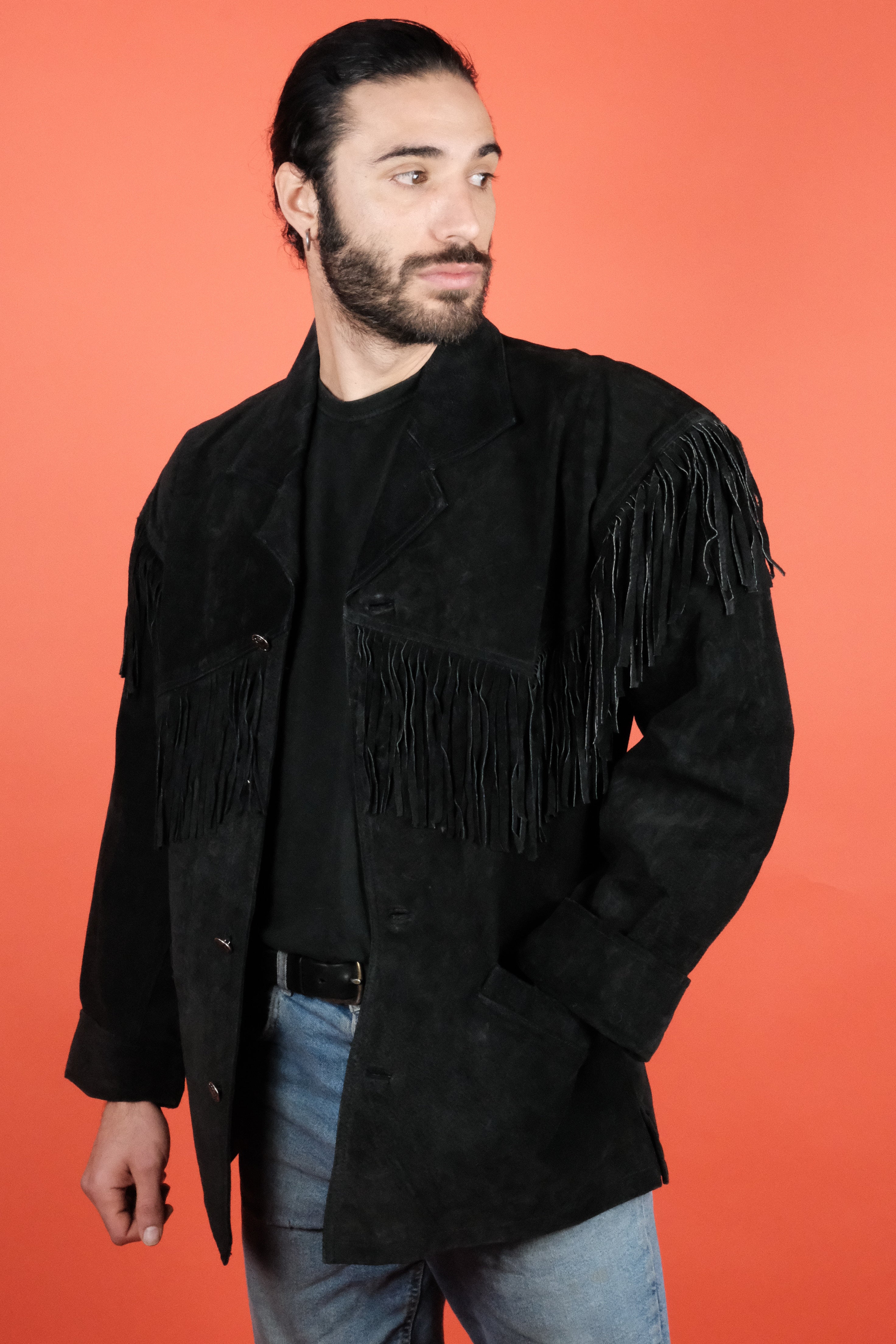 Black fringe hotsell jacket mens