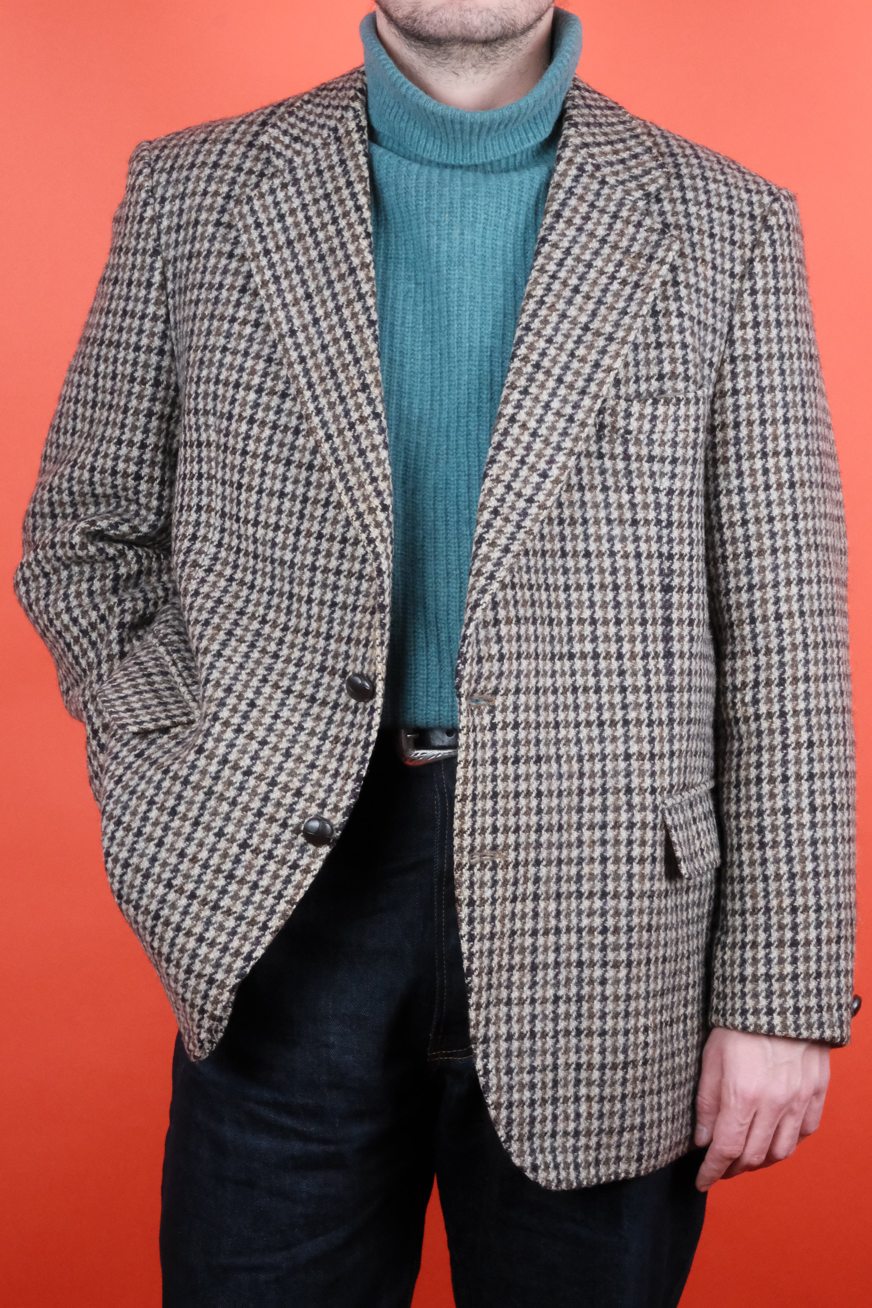 Senator Harris Tweed Houndstooth Suit Jacket 'L' ~ Vintage Store