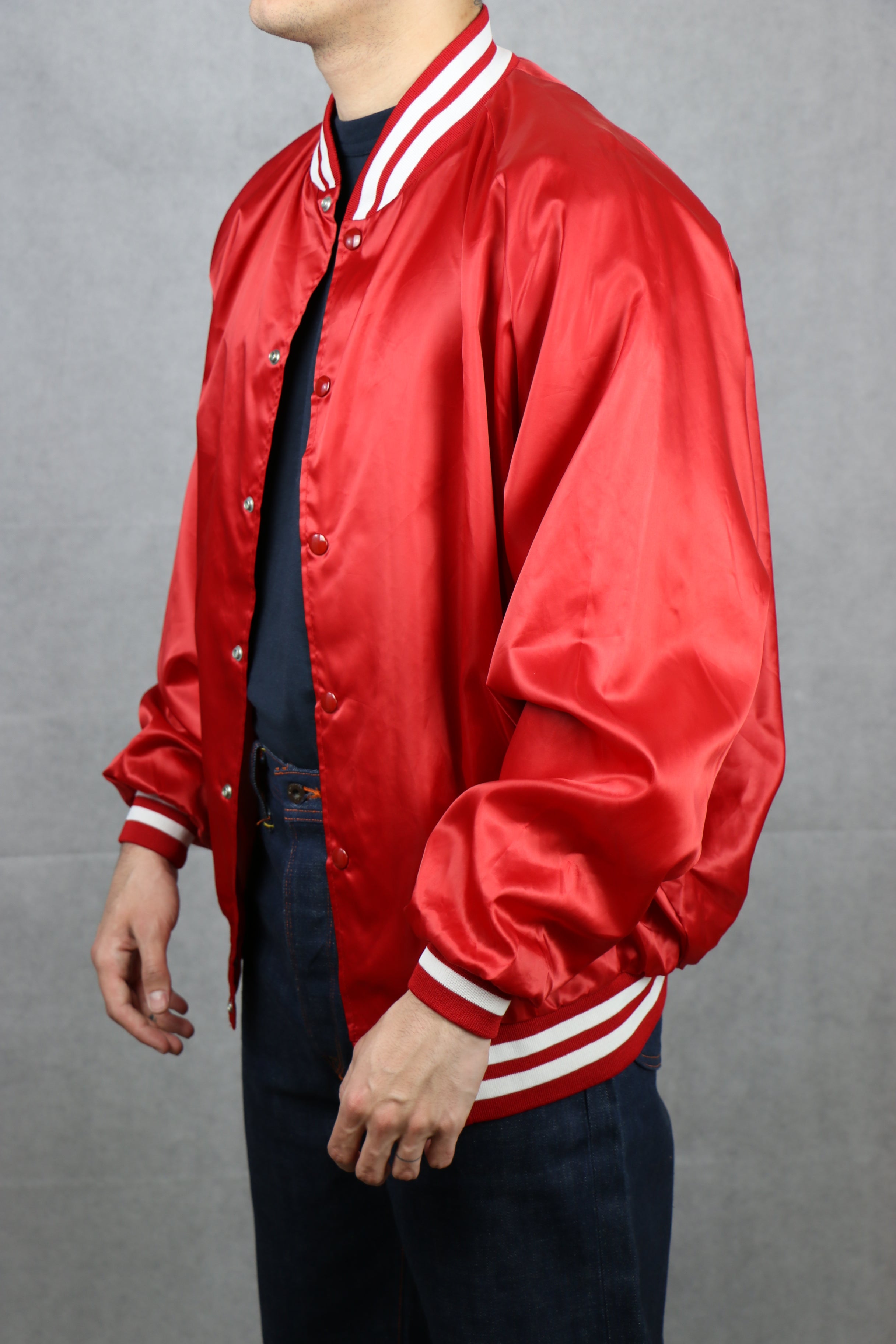 Red satin bomber jacket on sale mens