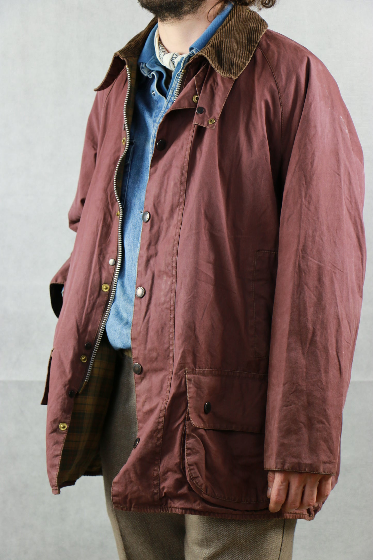 Barbour Beaufort Jacket No-Wax bordeaux - vintage clothing clochard92.com