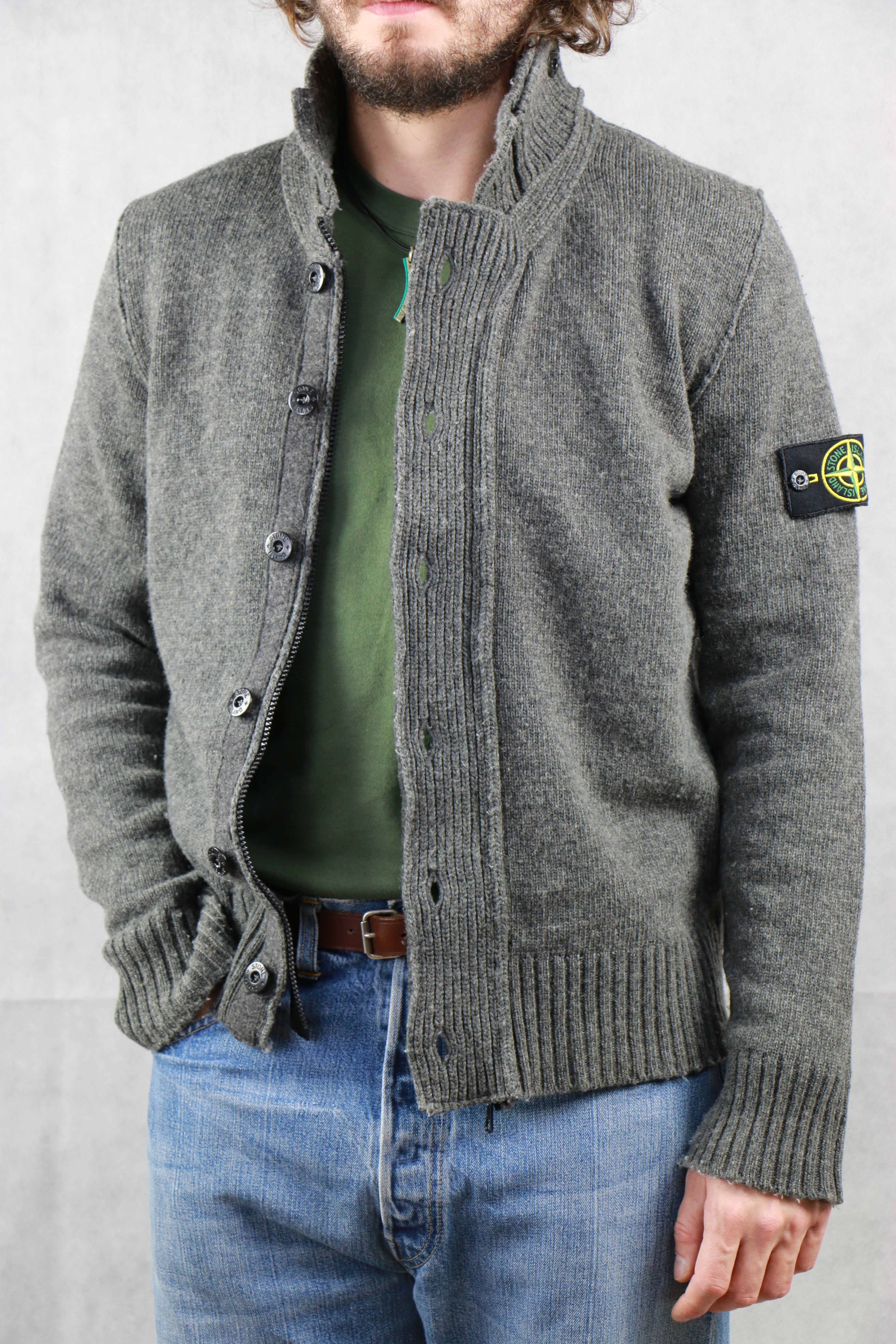 Stone island cardigan on sale grey