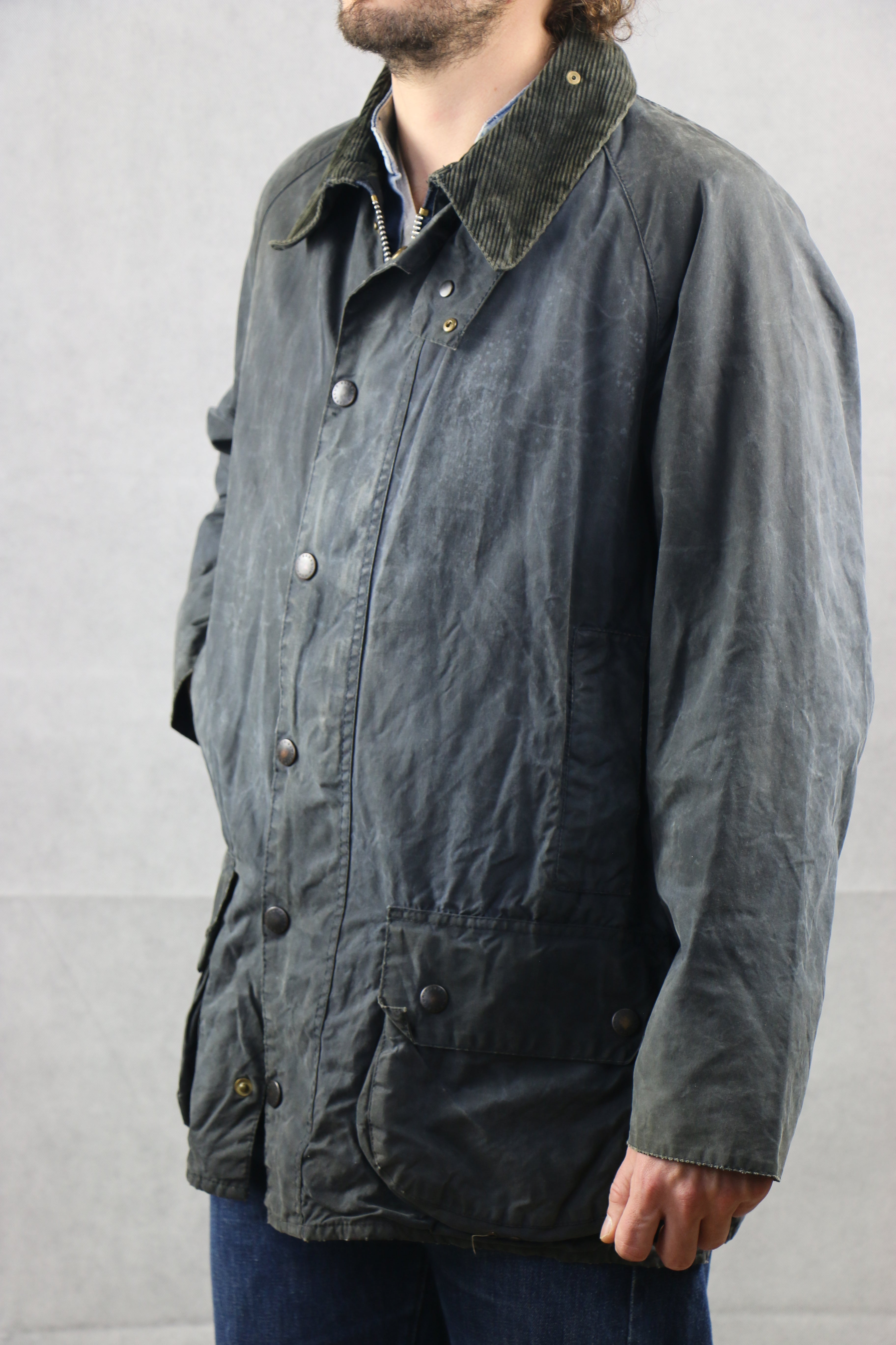 Barbour 'Beaufort' C44 Wax Jacket Blue ~ Vintage Store Clochard92.com