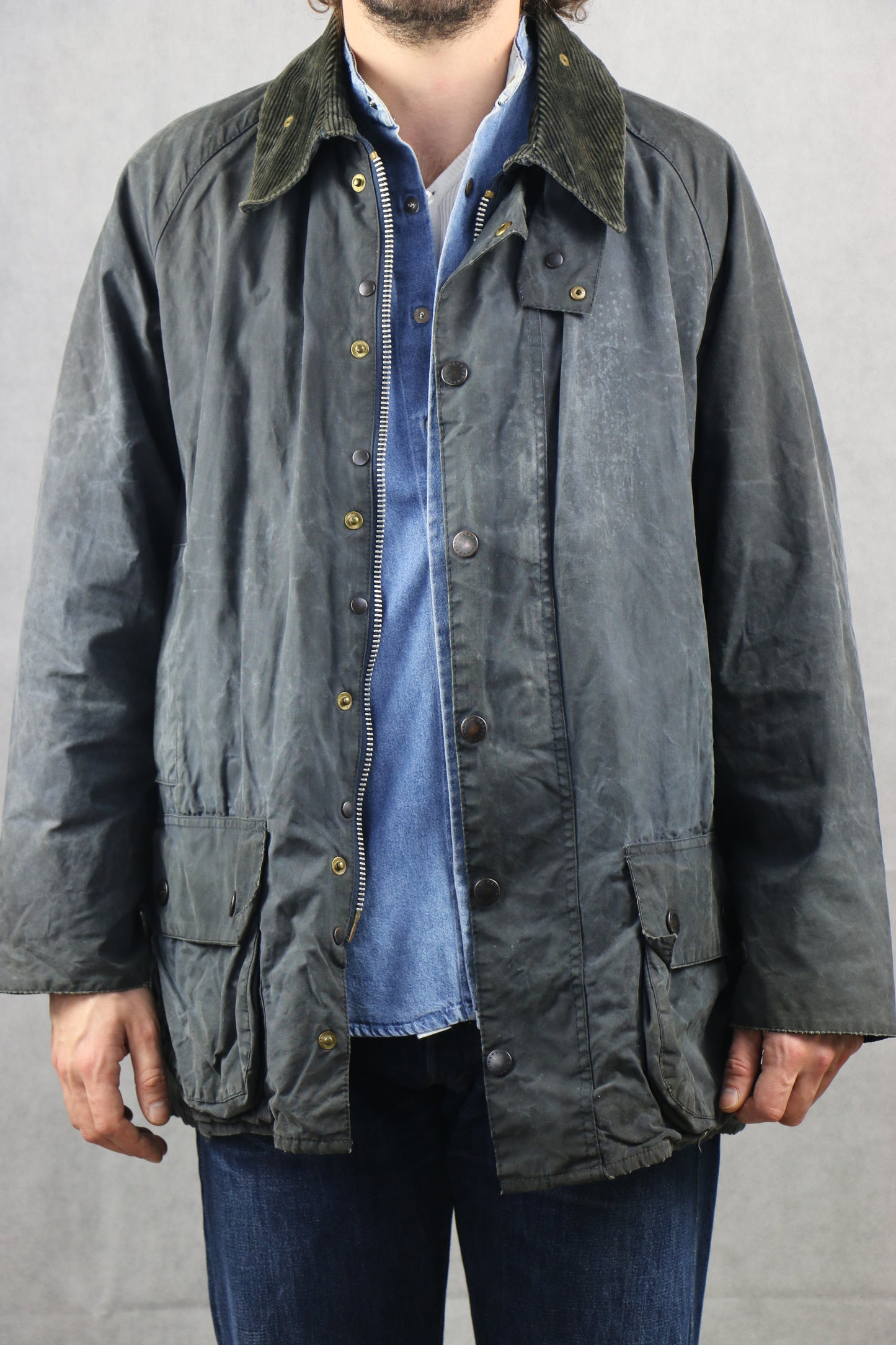 Barbour 'Beaufort' C44 Wax Jacket Blue - vintage clothing clochard92.com