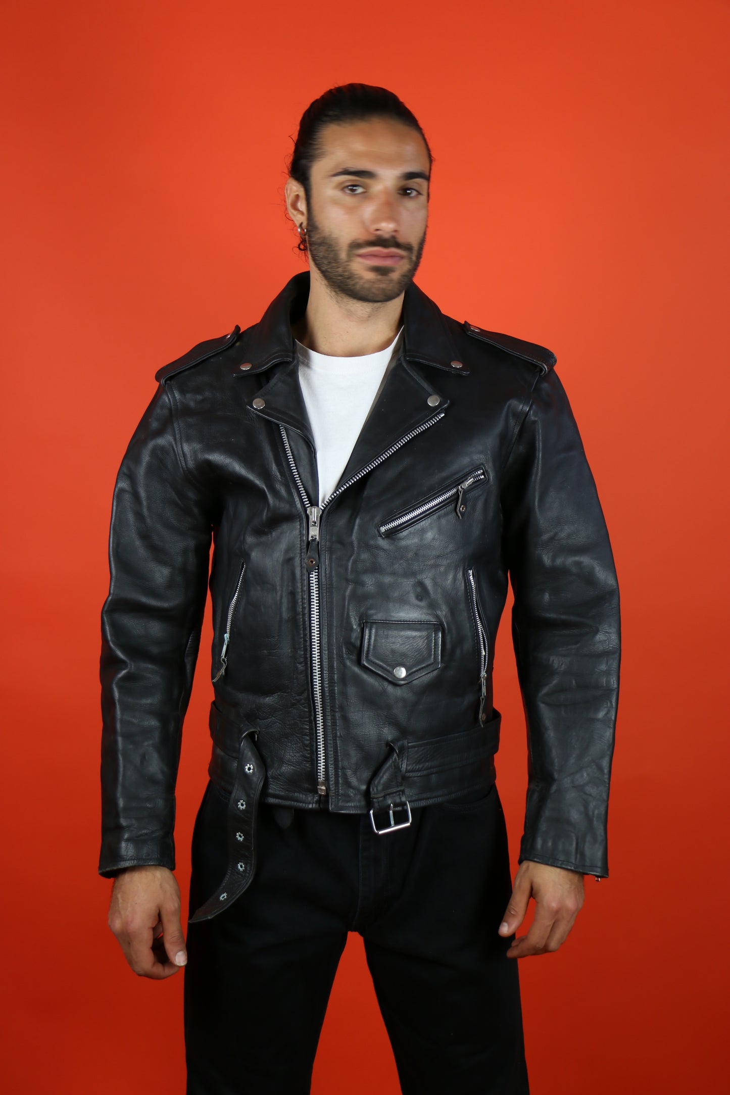 Biker Leather Jacket M - vintage clothing clochard92.com