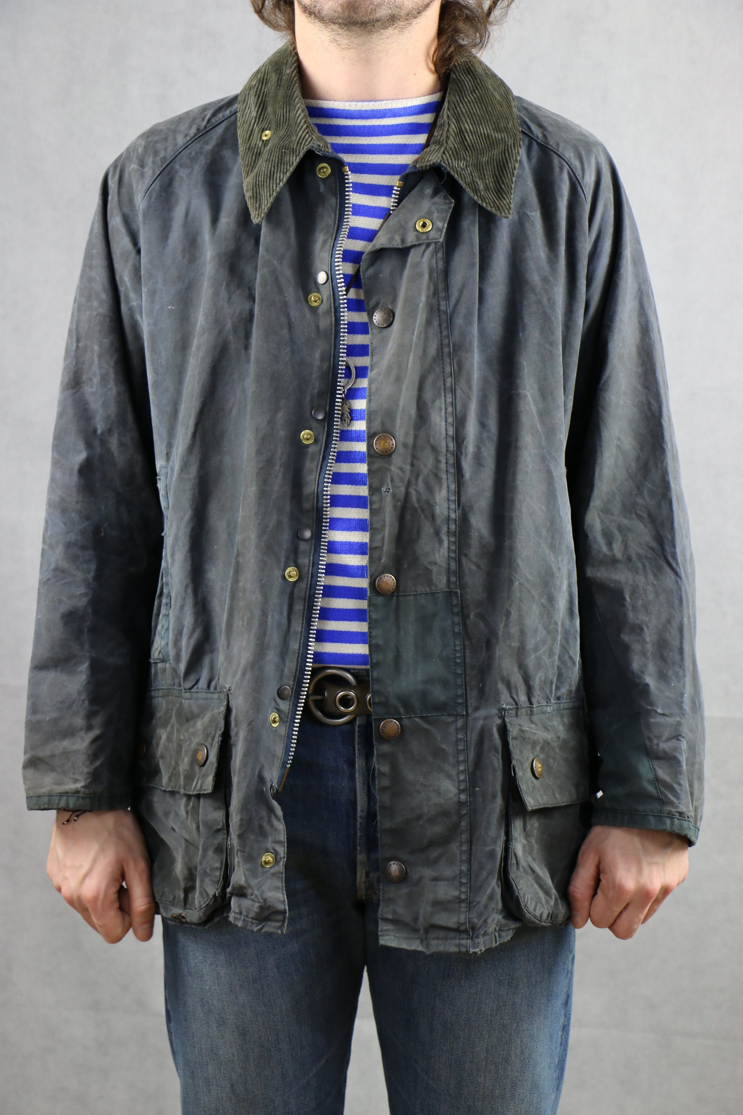 Barbour Beaufort C44 Wax Jacket navy ~ Vintage Store Clochard92.com