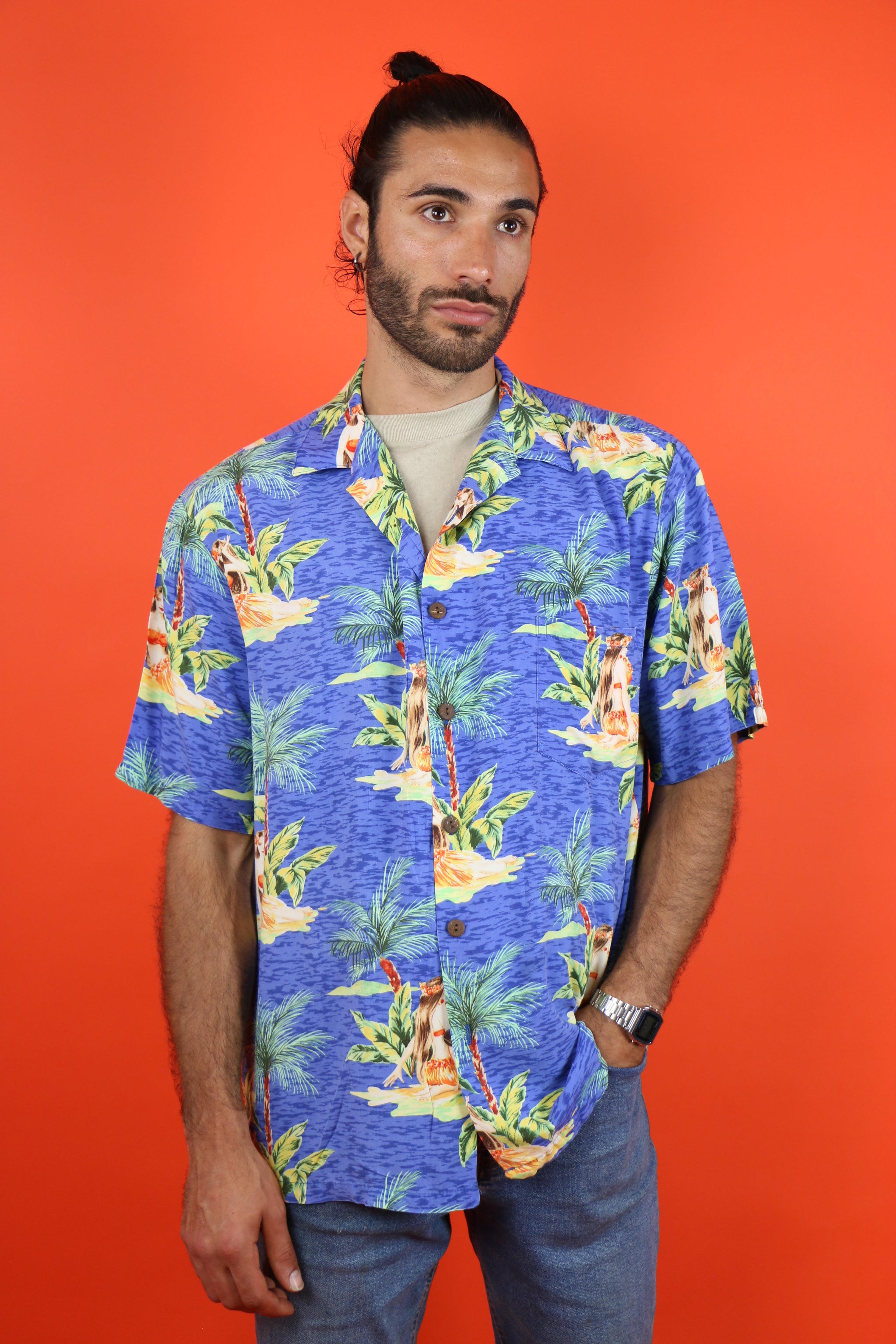 Hawaii Shirt Hilo Blue ~ Vintage Store Clochard92.com