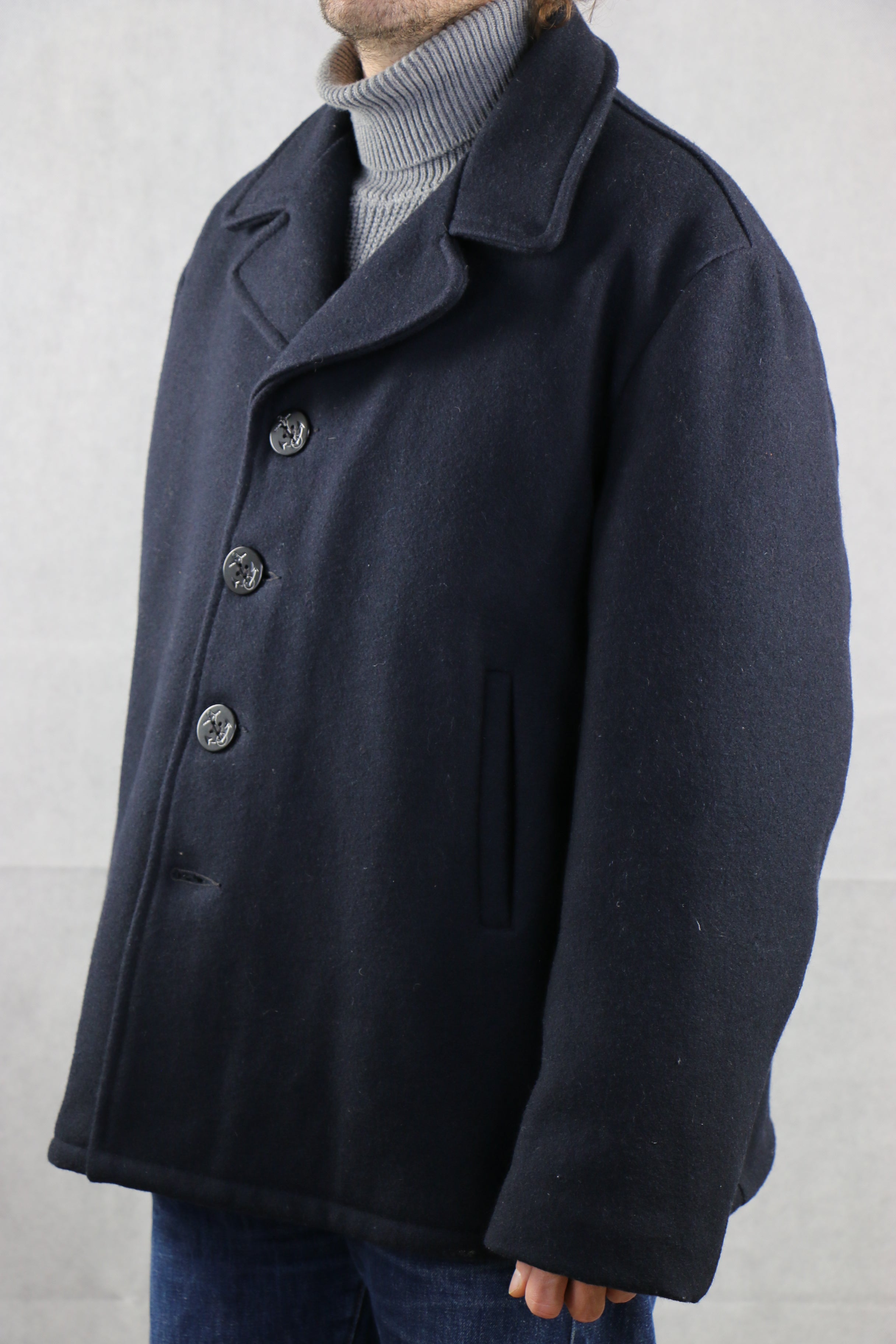 Schott NYC 756 Navy Pea Coat '48' ~ Vintage Store Clochard92.com