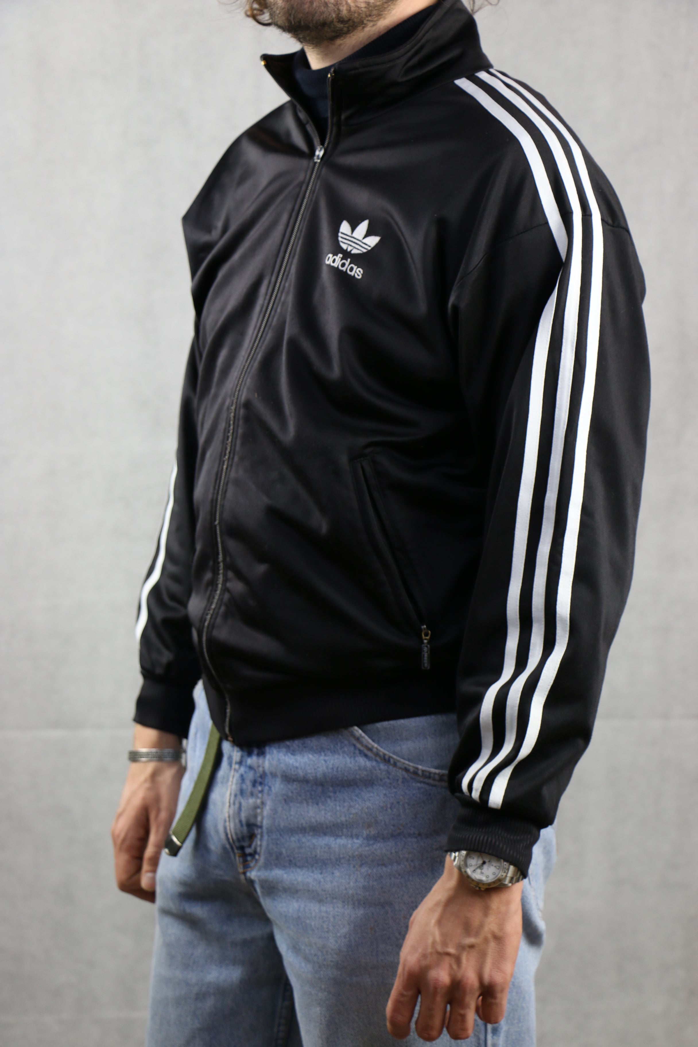 Adidas black on black best sale track jacket