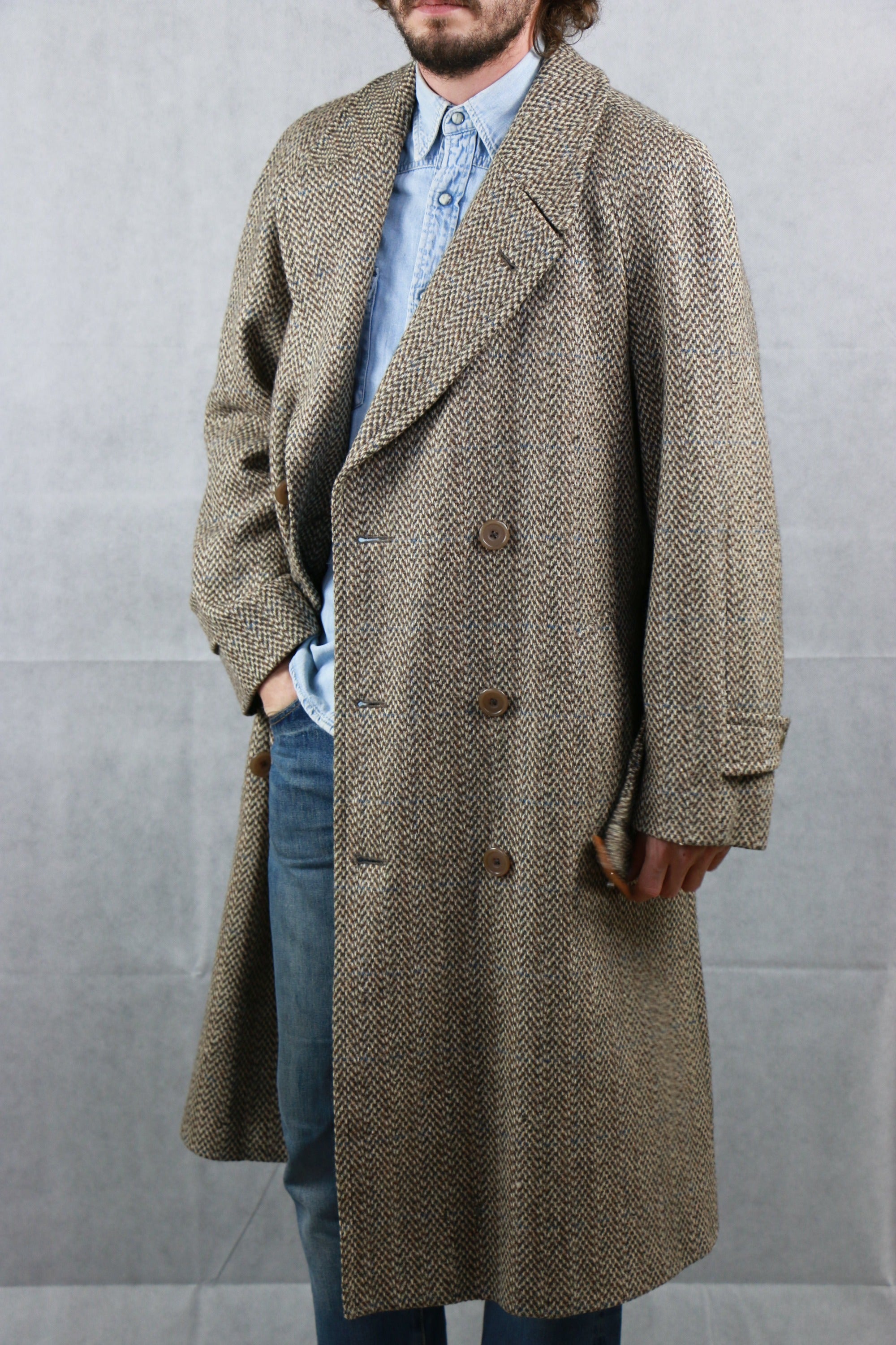 Aquascutum Double breasted Tweed Coat Vintage Store Clochard92